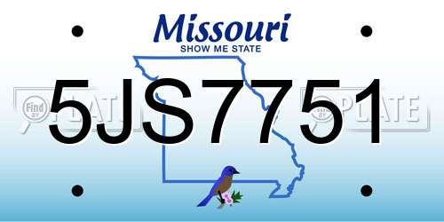 5JS7751 Missouri License Plate