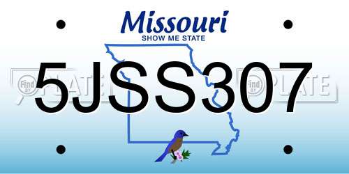 5JSS307 Missouri License Plate