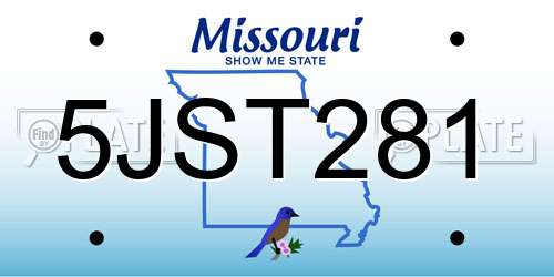 5JST281 Missouri License Plate