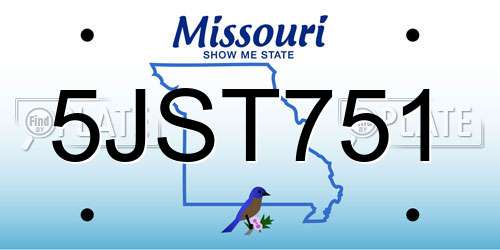 5JST751 Missouri License Plate