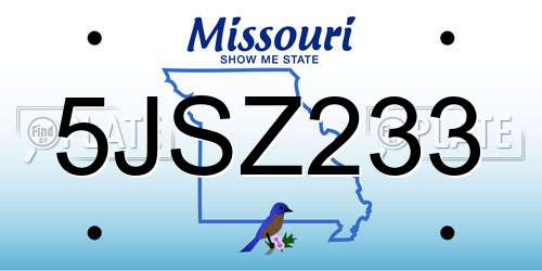 5JSZ233 Missouri License Plate