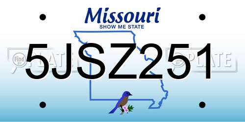 5JSZ251 Missouri License Plate