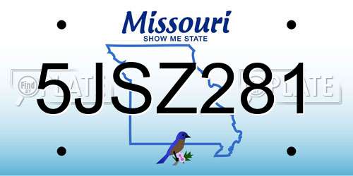 5JSZ281 Missouri License Plate