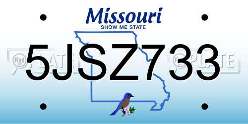 5JSZ733 Missouri License Plate