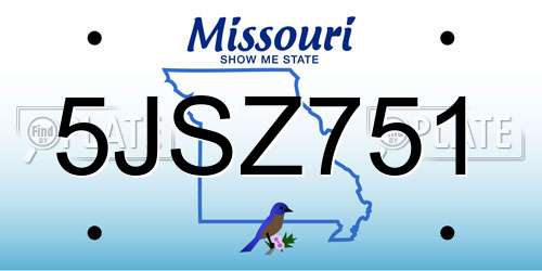 5JSZ751 Missouri License Plate
