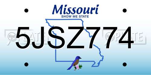 5JSZ774 Missouri License Plate