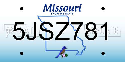 5JSZ781 Missouri License Plate