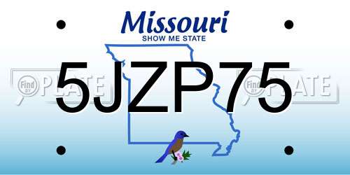 5JZP75 Missouri License Plate