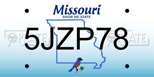 5JZP78 Missouri License Plate