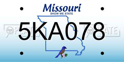 5KA078 Missouri License Plate