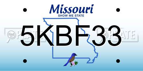 5KBF33 Missouri License Plate