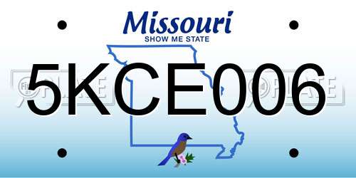 5KCE006 Missouri License Plate