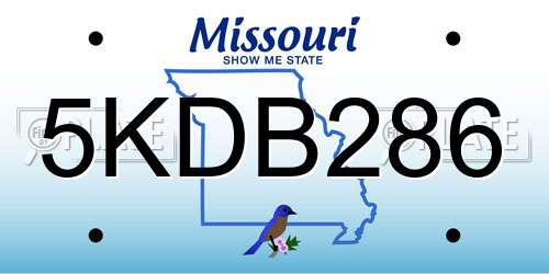5KDB286 Missouri License Plate