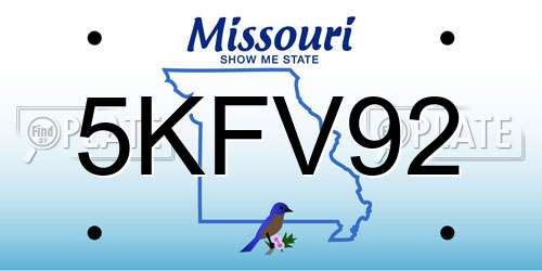 5KFV92 Missouri License Plate