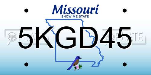 5KGD45 Missouri License Plate