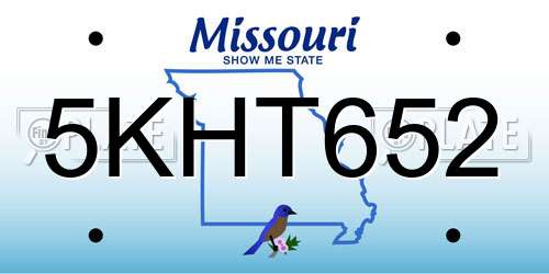 5KHT652 Missouri License Plate