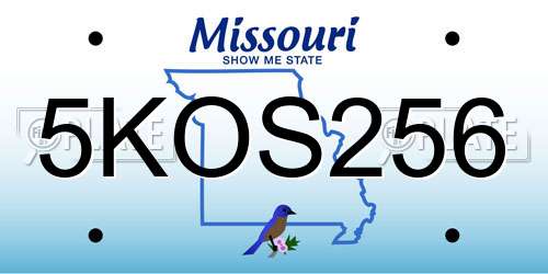 5KOS256 Missouri License Plate