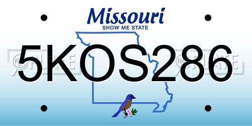 5KOS286 Missouri License Plate