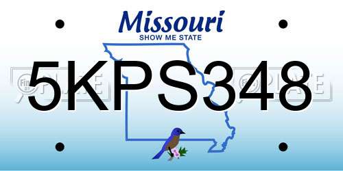 5KPS348 Missouri License Plate