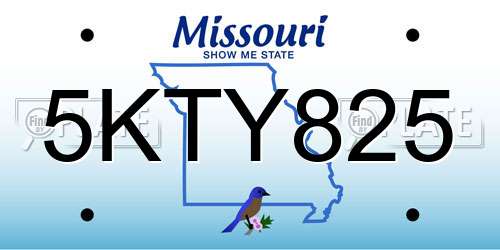 5KTY825 Missouri License Plate