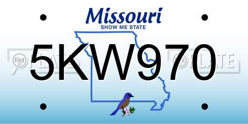 5KW970 Missouri License Plate