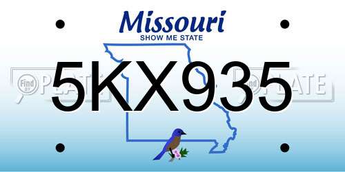 5KX935 Missouri License Plate