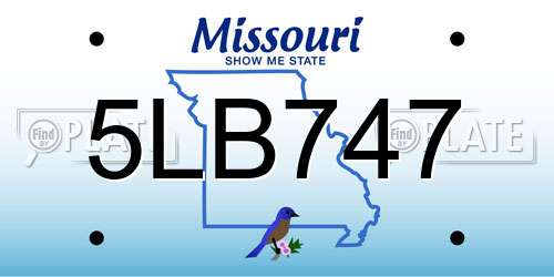 5LB747 Missouri License Plate