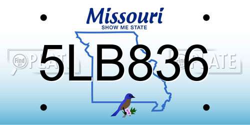 5LB836 Missouri License Plate