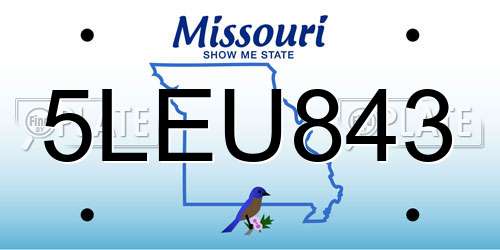 5LEU843 Missouri License Plate