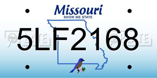 5LF2168 Missouri License Plate