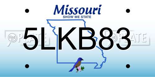 5LKB83 Missouri License Plate
