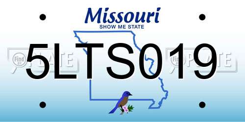 5LTS019 Missouri License Plate