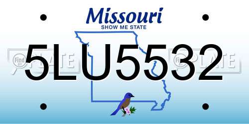 5LU5532 Missouri License Plate