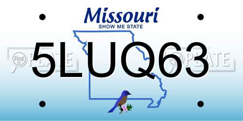 5LUQ63 Missouri License Plate