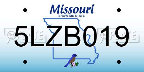 5LZB019 Missouri License Plate