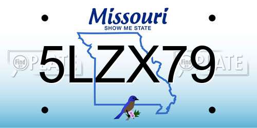 5LZX79 Missouri License Plate