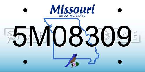 5M08309 Missouri License Plate