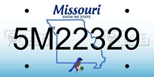5M22329 Missouri License Plate