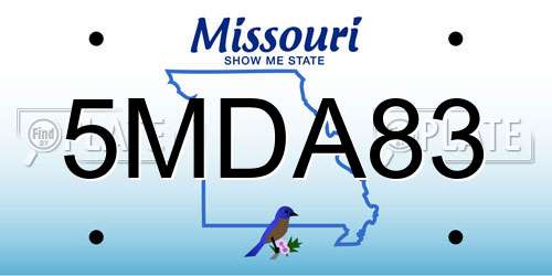 5MDA83 Missouri License Plate