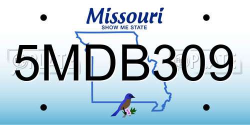 5MDB309 Missouri License Plate