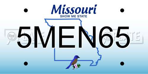 5MEN65 Missouri License Plate
