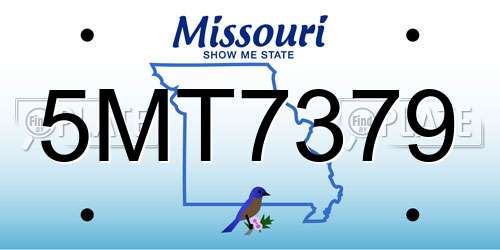 5MT7379 Missouri License Plate