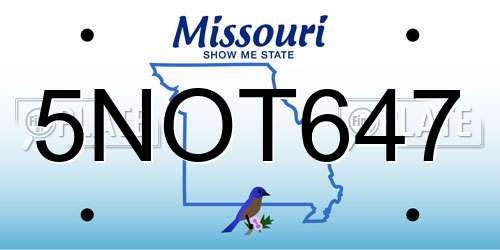 5NOT647 Missouri License Plate