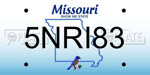 5NRI83 Missouri License Plate