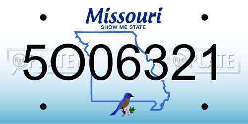 5O06321 Missouri License Plate