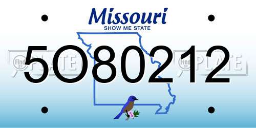 5O80212 Missouri License Plate