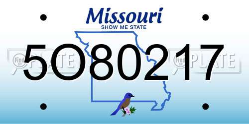 5O80217 Missouri License Plate