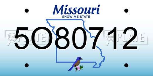 5O80712 Missouri License Plate