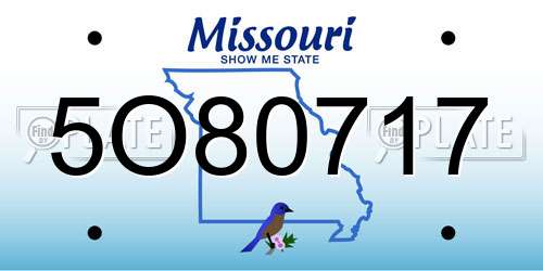 5O80717 Missouri License Plate