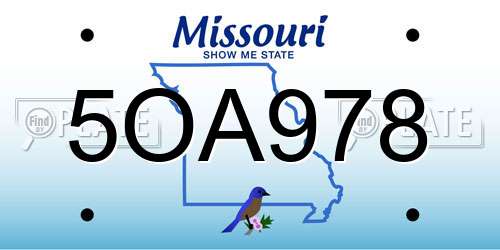 5OA978 Missouri License Plate
